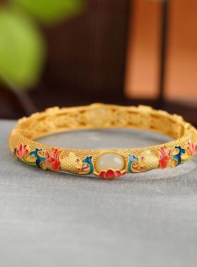 复古中式民族风金鱼镂空手镯设计