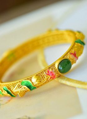 新中式民族复古手镯子开口可打开