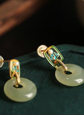 中式民族风平安扣耳环女中式国风