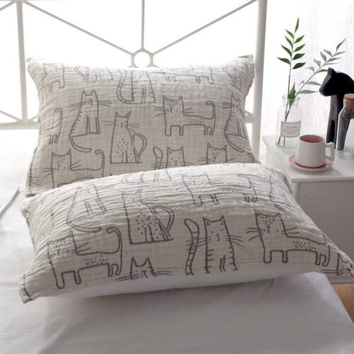 纱布枕巾单条一对装纯棉加大加厚简约日系盖巾全棉学生成人枕头巾 - 图0