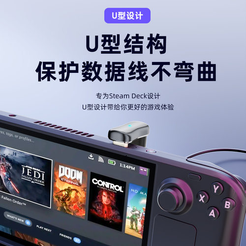 尚优琦TYPE-C转USB转接头USB3.2Gen2公对母转公10G高速U型弯头适用Steam Deck掌机手平板笔记本电脑OTG转换器 - 图1