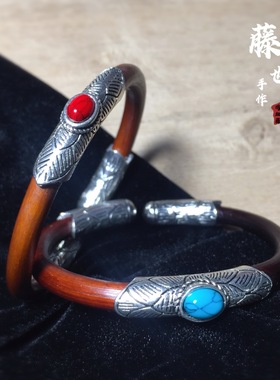 西藏无节野生银饰鸡血藤送人礼物