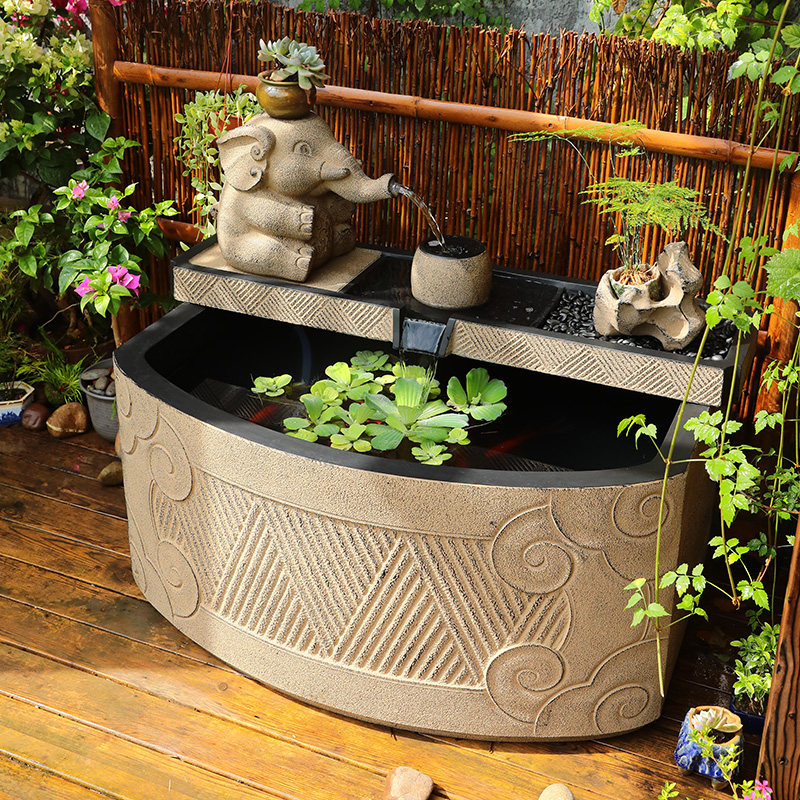 汉韵堂室外落地流水鱼缸新中式庭院露台顶楼创意摆件水池水景景观,淘宝优惠券,粉丝福利购,淘宝优惠卷