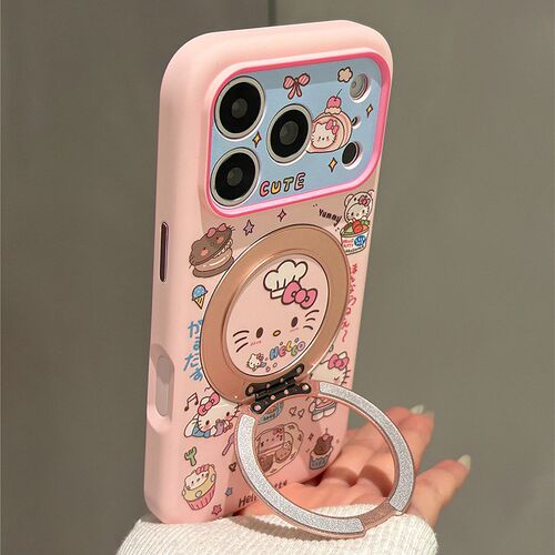 卡通汉堡猫咪适用苹果17手机壳opporeno16液态vivos60华为pura90硅胶荣耀600旋转nova15磁吸红米k70支架镂空p - 图2