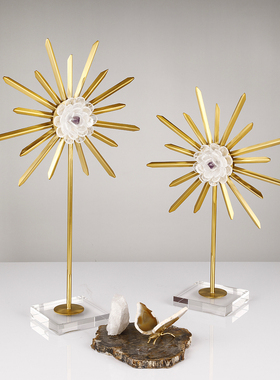 轻奢风水晶石电视柜植物家居装饰