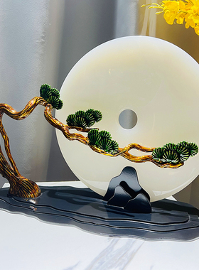 珐琅彩天然玉石家居摆件百鸟归巢