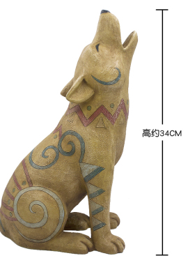 美国进口树脂仿真动物狼嚎客厅书房办公室入户玄关家居软装饰摆件