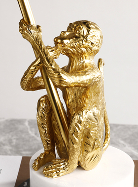 天然黄铜猴子书房卧室水晶石