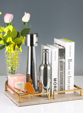 简约现代创意金属皮质软装饰托盘