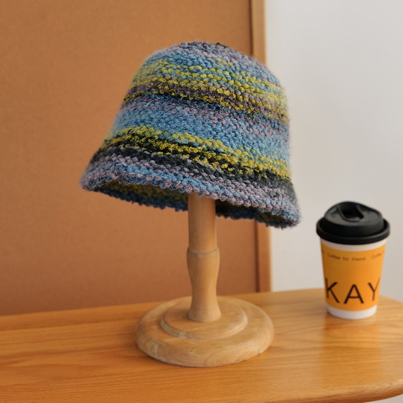 素单舍西复古条纹渔夫帽女秋冬美拉德盆帽加厚保暖颗粒感水桶帽潮,淘宝优惠券,粉丝福利购,淘宝优惠卷