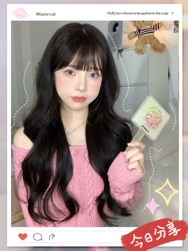 一口喵假发女长发微卷日常lolita新款网红自然逼真jk全头套式假发 - 图0