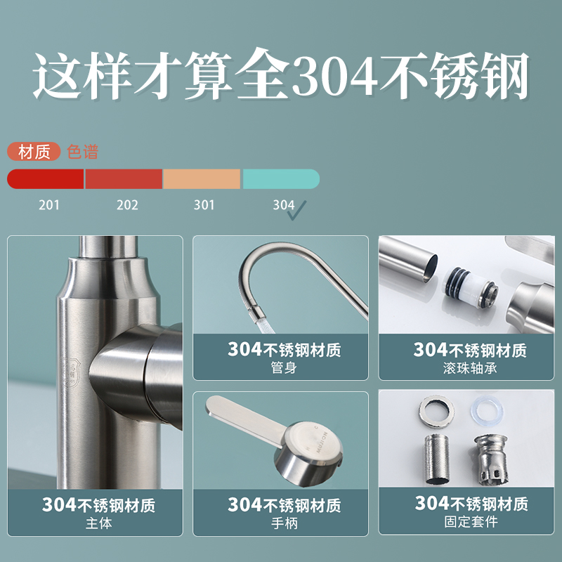 台上盆水龙头冷热高款不锈钢高脚卫生间洗手盆台盆洗脸盆龙头加高 - 图1