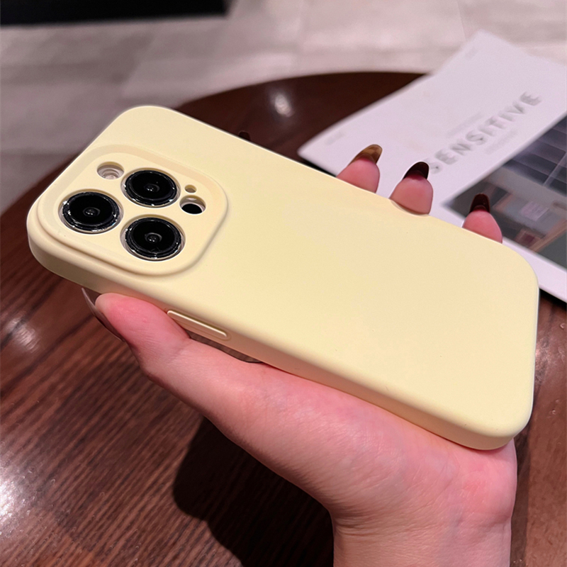 治愈系奶油黄色适用苹果15pro手机壳液态硅胶iphone15新款13pro高级感小清新12promax全包防摔保护套网红爆款 - 图1