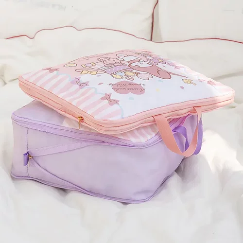 凯蒂猫衣物整理收纳羽绒服嗨喽kt压缩袋旅行出游双拉链Kitty布袋 - 图0