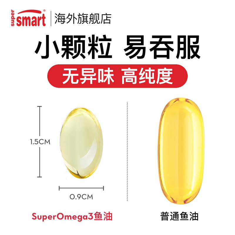 【2瓶装】SuperSmart超级Omega3高纯度深海TGN北欧鱼油欧米茄胶囊 - 图1