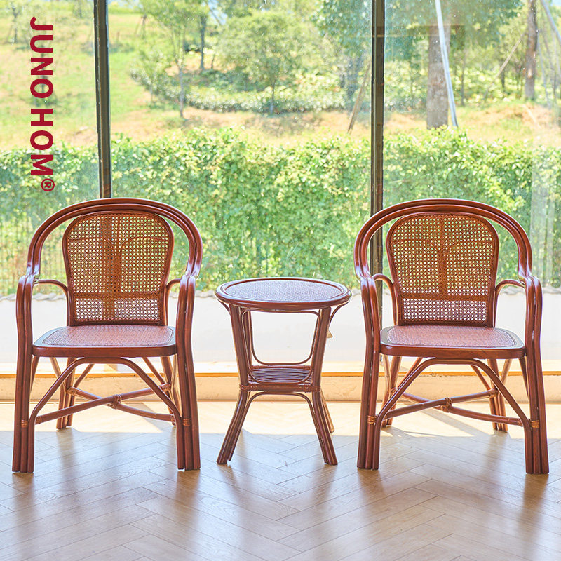 天然真藤托腰休闲椅三件套家用靠背田园式椅老人单人藤椅阳台客厅,淘宝优惠券,粉丝福利购,淘宝优惠卷