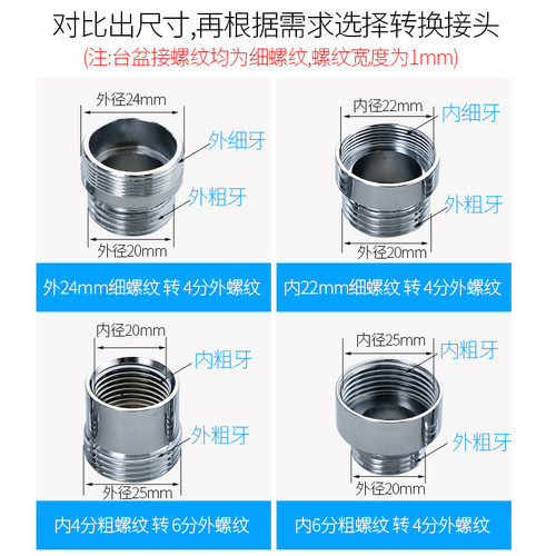 西门子洗衣机4分6分转接头厨房水龙头出水嘴配件内外丝粗细牙接口 - 图2