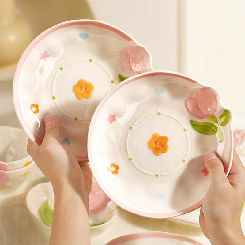 小清新餐具釉下彩碗碟陶瓷米饭碗家用高颜值盘子菜盘汤碗面碗,淘宝优惠券,粉丝福利购,淘宝优惠卷