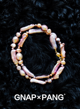 悬河注火时粉紫灰炫彩珍珠项链男