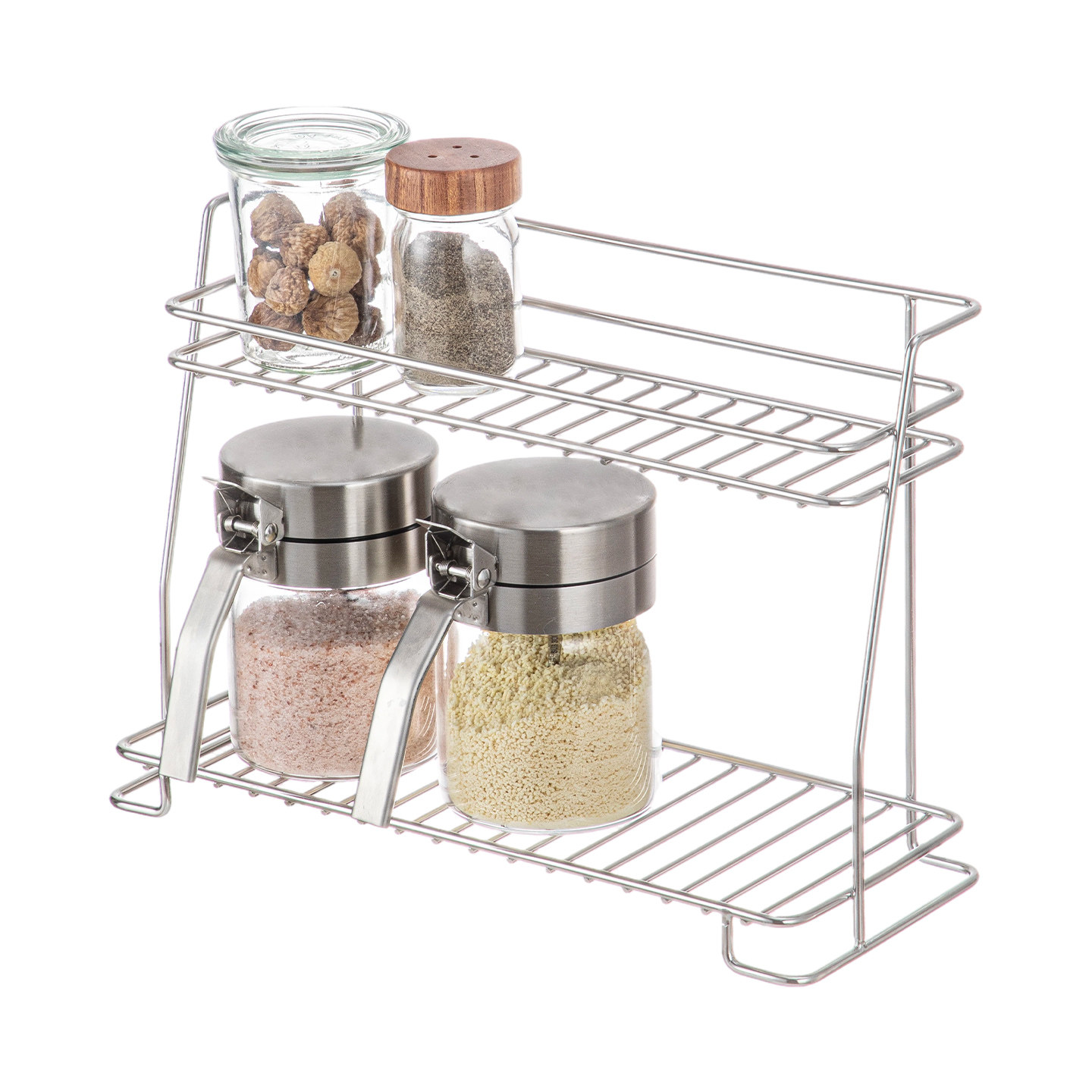 Shuangshan 304 stainless steel double layer kitchen shelf