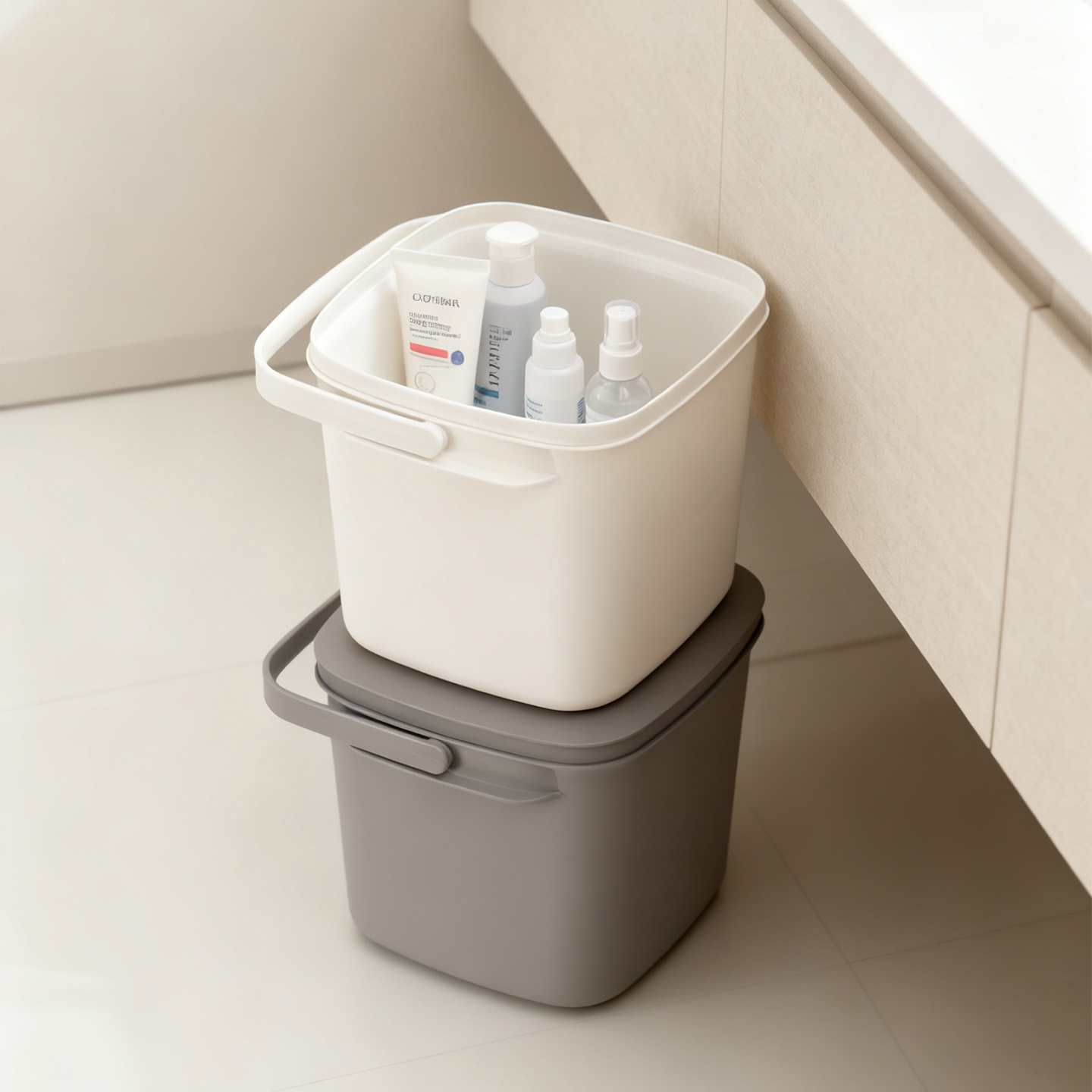 霜山玩具收纳桶大容量方形手提积木玩偶带盖多功能杂物整理储物箱 - 图1