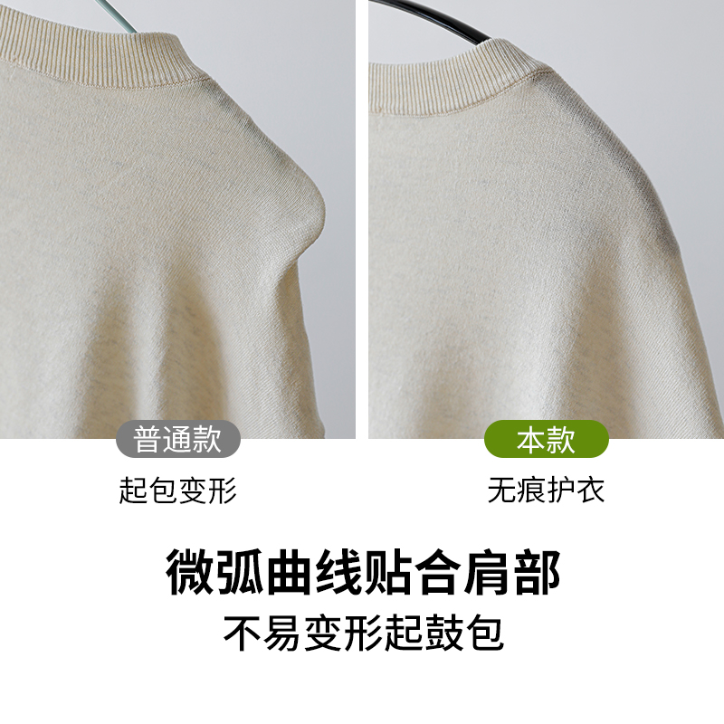 霜山无痕晾衣架阳台挂衣收纳架高锰钢防滑不起包浸胶衣架子5个装-图1
