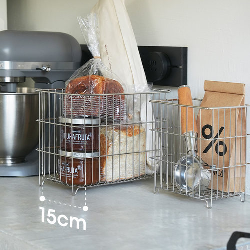 霜山304不锈钢收纳筐大号砧板收纳鸡蛋面包储物篮浴室台面杂物篮 - 图2