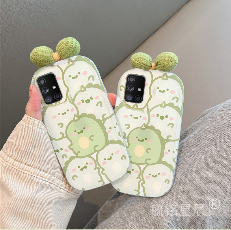 新款透明可爱绿色恐龙适用三星A71手机壳A70蝴蝶结A53小众diy的A52情侣A51硅胶A8s全包高级感C9Pro卡通F52女 - 图1