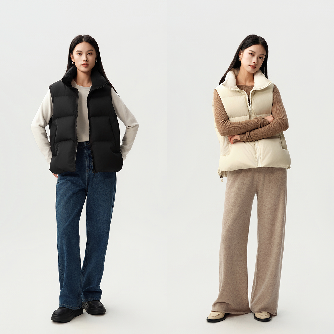 90白鹅绒立领羽绒马甲 1000MM清洁度 三防面料 百搭叠穿男女款 - 图2