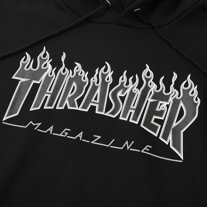 【THRASHER官方】FLAME HOOD经典火焰连帽卫衣潮流印花帽衫-图2