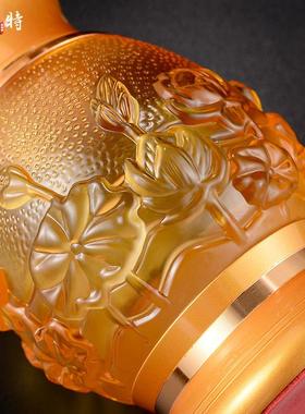 欧斯特 莲花琉璃宝瓶 家用佛具用品宝瓶客厅插花瓶佛前净水瓶摆件