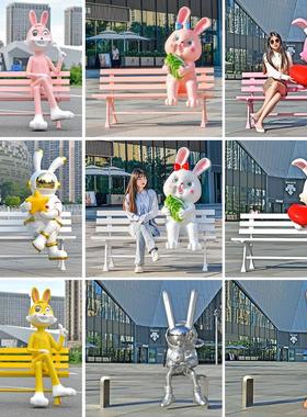 户外卡通座椅动物玻璃钢休闲公园椅商场景区网红美陈雕塑大摆件