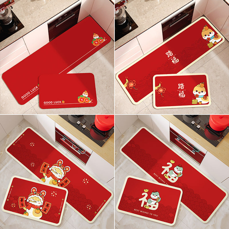 厨房地垫2025新款硅藻泥防滑防油吸水垫可擦免洗脚垫防水红色地毯,淘宝优惠券,粉丝福利购,淘宝优惠卷