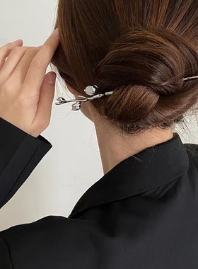 新中式银色金属发簪现代