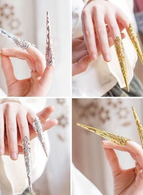 新娘戒指新款中式古装护指套秀禾服龙凤褂结婚指环拍照饰品花戒