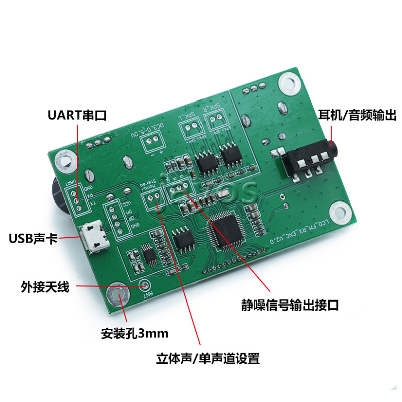 FM调频立体声接收数字收音机电路板模块无线音频村村通校园广播接 - 图0