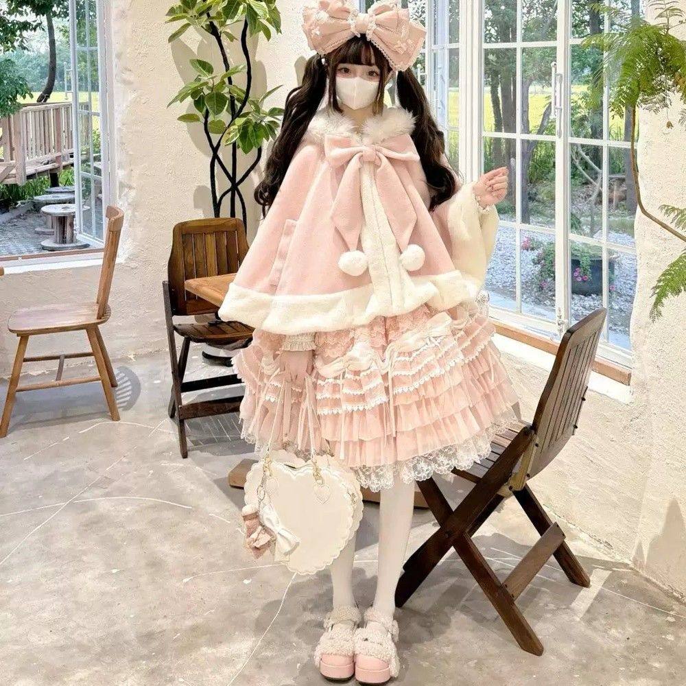 新洛丽塔斗篷带帽子lolita外套百搭保暖少萝外套冬季毛毛可爱外套,淘宝优惠券,粉丝福利购,淘宝优惠卷