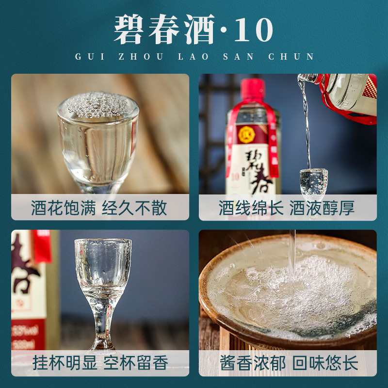 【贵州老三春】 碧春酒 碧春10酱香型白酒整箱高粱酒500ml*6瓶装