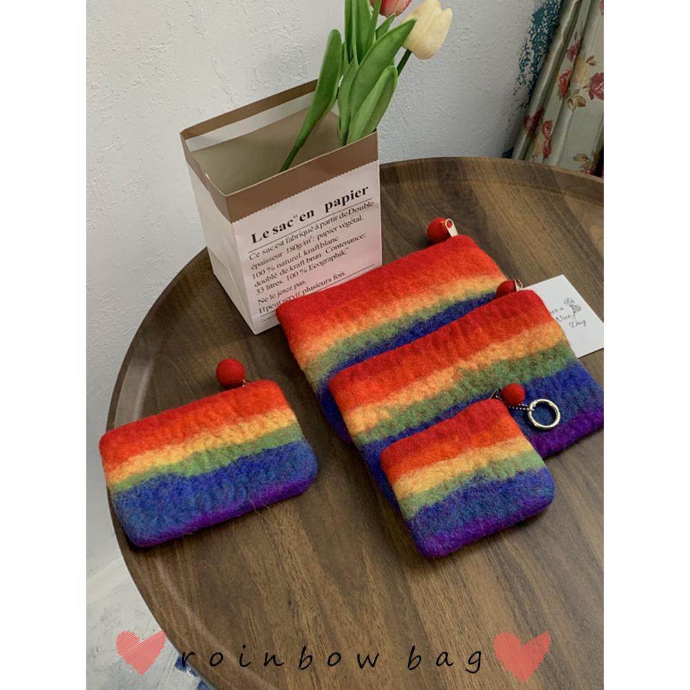 funny 尼泊尔彩虹系手工羊毛毡包小包零钱包卡包小众定制手拿包,淘宝优惠券,粉丝福利购,淘宝优惠卷