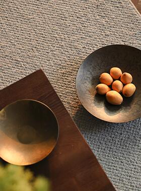 形上黄铜水果盘侘寂中古客厅餐桌摆件样板房样品屋展示中心玄关桌