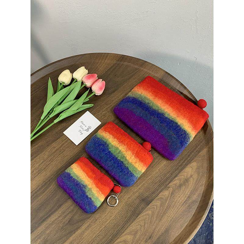 funny 尼泊尔彩虹系手工羊毛毡包小包零钱包卡包小众定制手拿包,淘宝优惠券,粉丝福利购,淘宝优惠卷