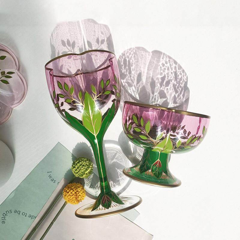 MOLA.Gem.酒具中古杯香槟水晶玻璃红酒杯粉色手绘冰激凌碗丨瑜滢,淘宝优惠券,粉丝福利购,淘宝优惠卷