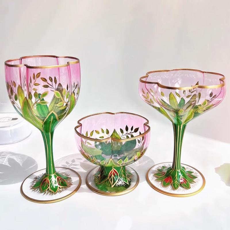 MOLA.Gem.酒具中古杯香槟水晶玻璃红酒杯粉色手绘冰激凌碗丨瑜滢,淘宝优惠券,粉丝福利购,淘宝优惠卷