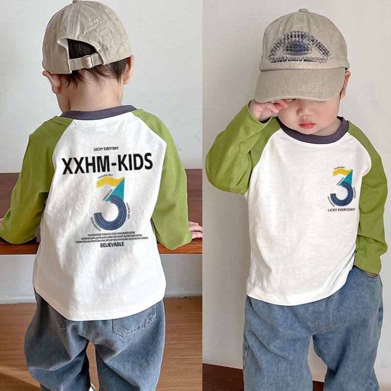 纯棉儿童长袖T恤2025春秋装中小童装新款男女宝宝字母印花打底衫t,淘宝优惠券,粉丝福利购,淘宝优惠卷