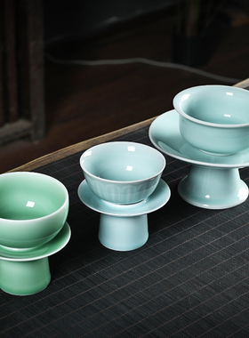 青瓷高脚果盘龙泉陶瓷供碗家用