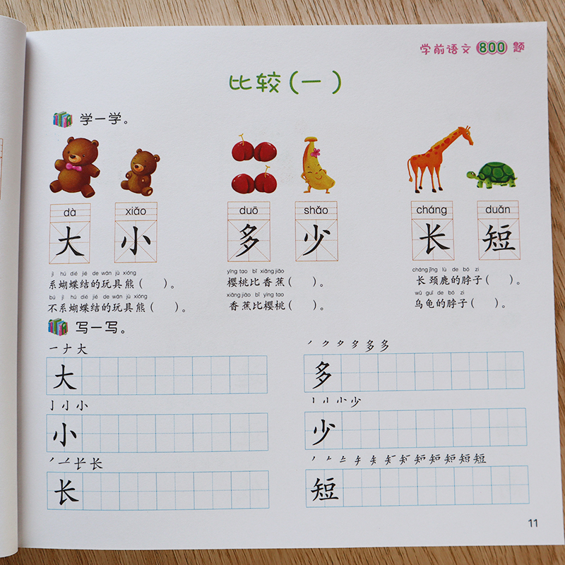 幼儿学前语文800题大班升一年级学语文启蒙阅读识字 幼儿园大班幼小衔接写字认字教材入小学练字词训练写句子 - 图1