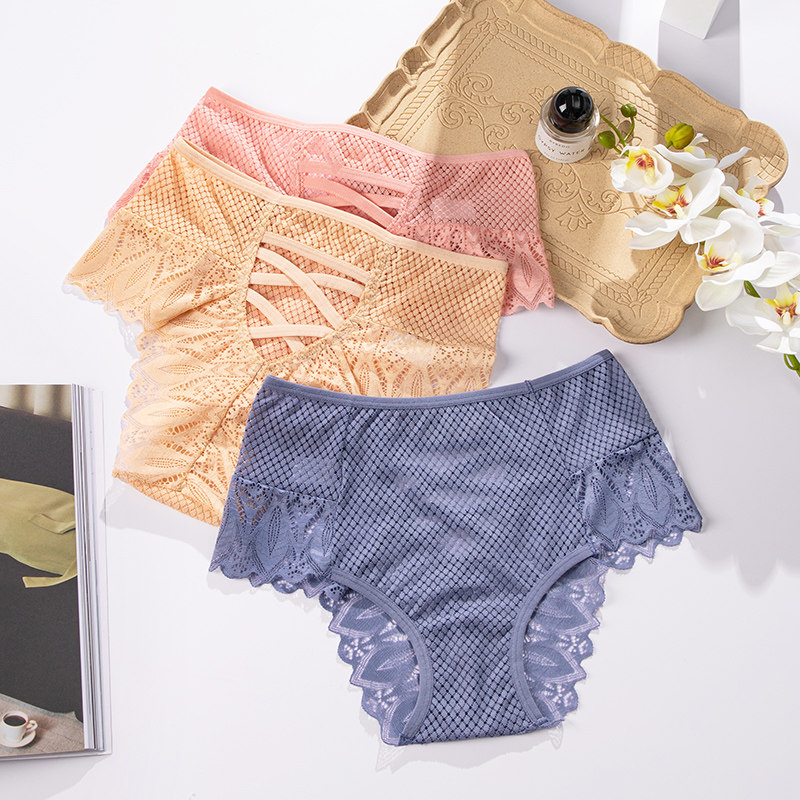 洁韵朵蕾丝内裤女士高腰无痕收腹大码性感镂空纯棉裆抗菌胖mm短裤,淘宝优惠券,粉丝福利购,淘宝优惠卷