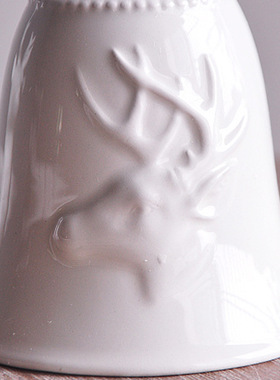 北欧陶瓷立体浮雕鹿头餐铃桌面铃铛摆件家居工艺品摆设样品房