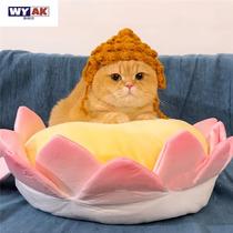 Buddha Hat pet kitty headgear Puppy headgear Funny Adornment Cute Photo Knit Wool line Changing Caps