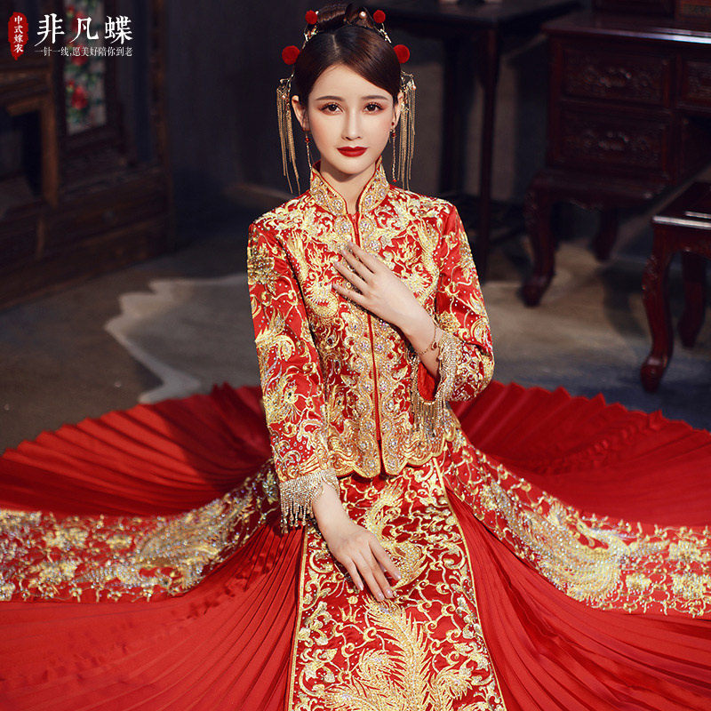 大五福龙凤褂新娘秀禾服2020女婚纱 非凡蝶旗袍